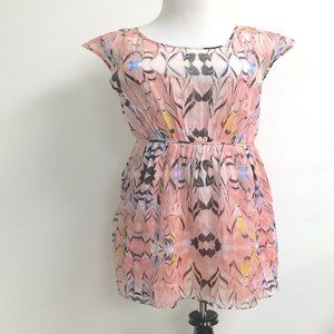 J Crew pink black geometric print 100% silk sleeveless midi dress 4